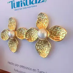 TURKUAZ - Aros Zineb perla - Baño de oro 22k