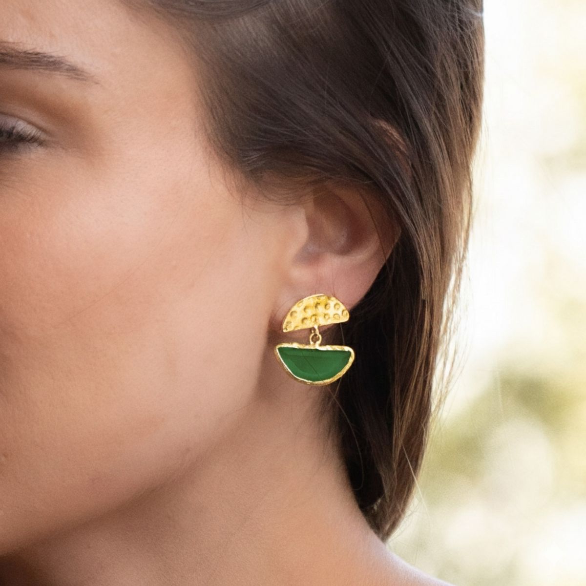 TURKUAZ - Aros Yesil Ay - Baño de oro 22k