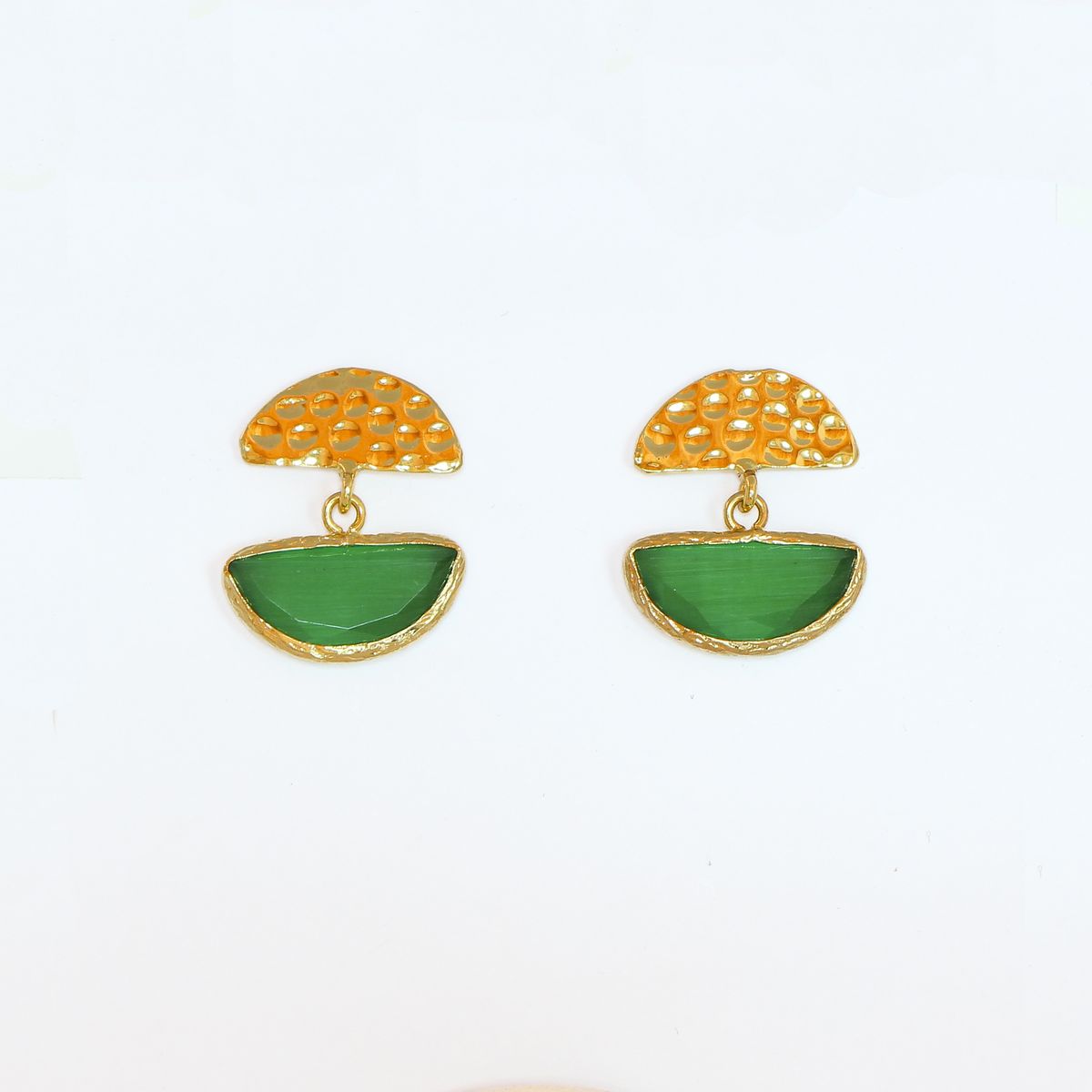 TURKUAZ - Aros Yesil Ay - Baño de oro 22k