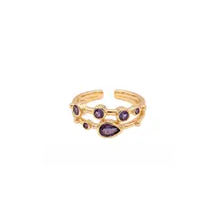 TURKUAZ - Anillo ajustable Capadocia N°2 lila - Baño de oro 22 k