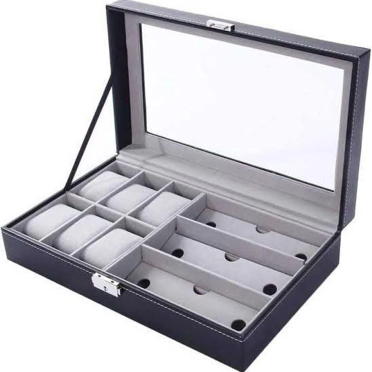 GENERICO - Estuche Organizador para Relojes y Gafas con capacidad 6 relojes y 3 gafas