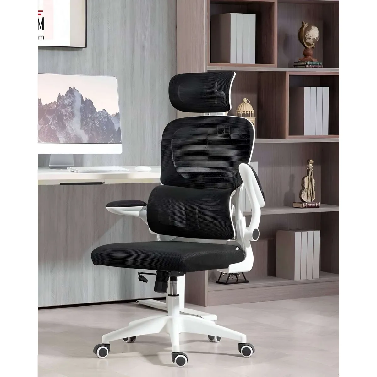GENERICO - Silla de Escritorio Ergonómica con Cabezal Ajustable Blanco