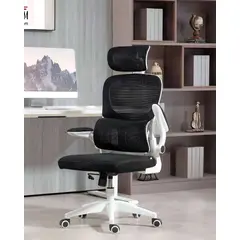 GENERICO - Silla de Escritorio Ergonómica con Cabezal Ajustable Blanco