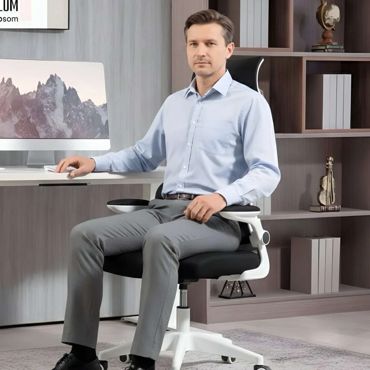GENERICO - Silla de Escritorio Ergonómica con Cabezal Ajustable Blanco