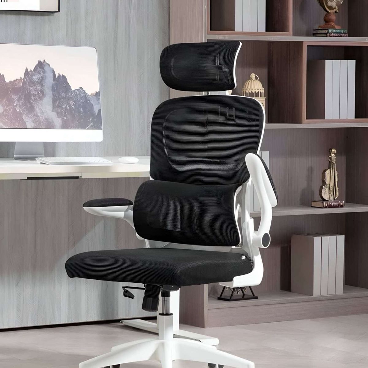 GENERICO - Silla de Escritorio Ergonómica con Cabezal Ajustable Blanco