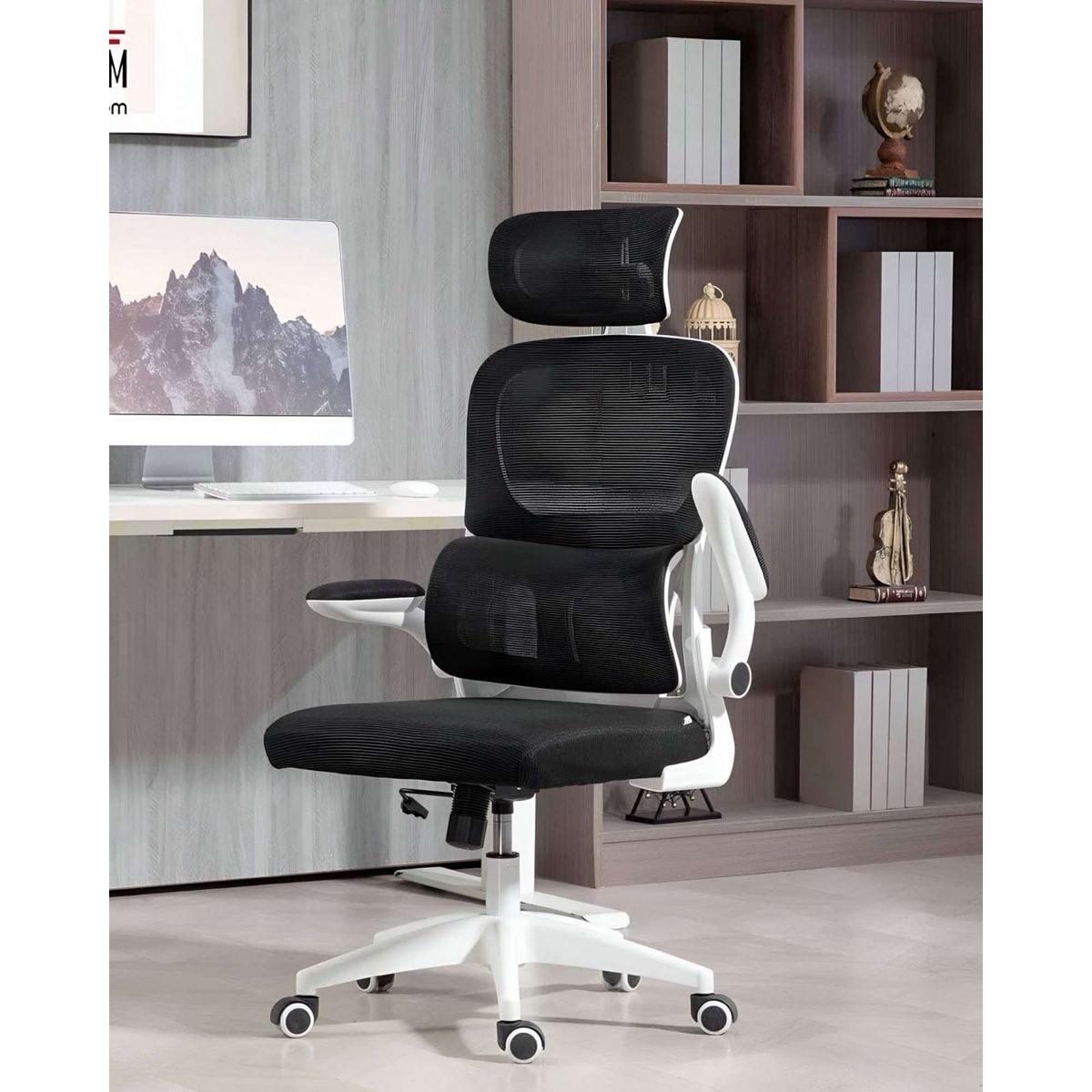 GENERICO - Silla de Escritorio Ergonómica con Cabezal Ajustable Blanco