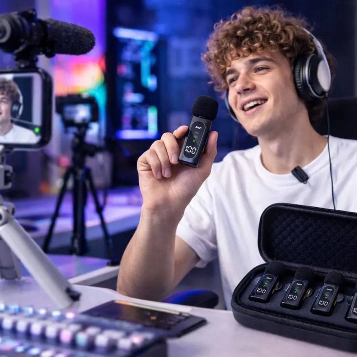 GENERICO - Microfonos Bluetooth Lavalier Profesional T90 Inalámbricos Negro