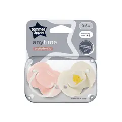 TOMMEE TIPPEE - CHUPETE DE SILICONA ANYTIME 2 UNIDADES 0-6 MESES ROSADO
