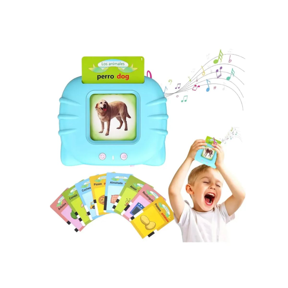 GENERICO - Máquina Azul Didáctica Con Más de 100 Tarjetas Español-inglés Para Niños