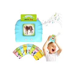 GENERICO - Máquina Azul Didáctica Con Más de 100 Tarjetas Español-inglés Para Niños