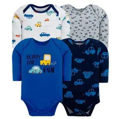 TEDMIMAK - Bodys manga larga 100% algodon pack de 4 unidades auto