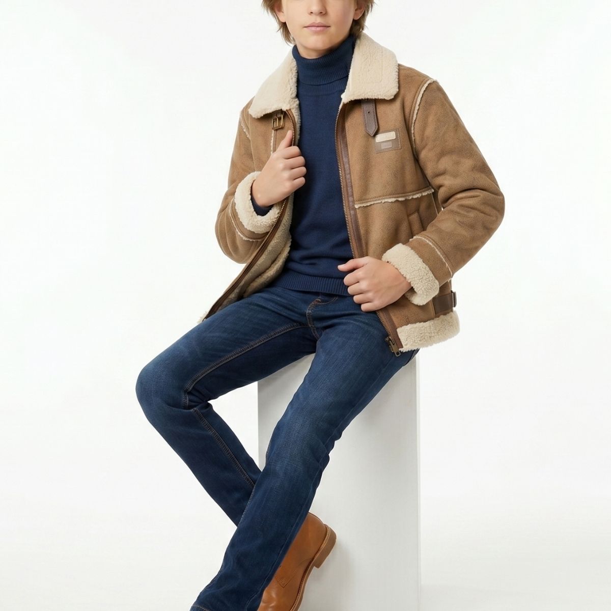 KIBOU - Chaqueta Niño Tipo Aviador Vintage Invierno