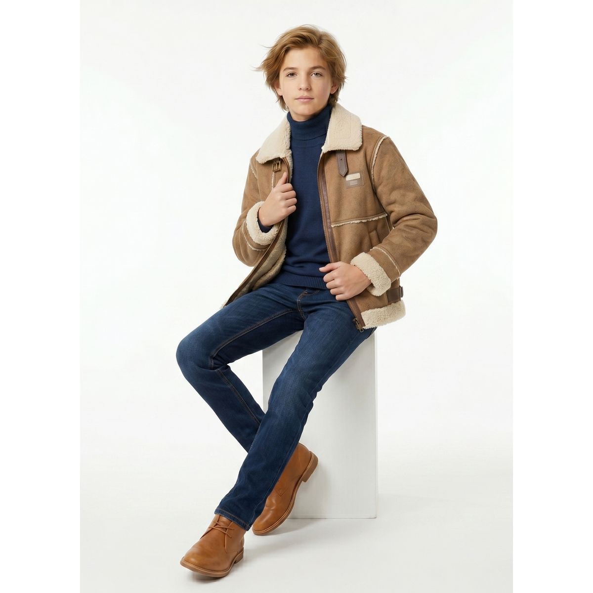 KIBOU - Chaqueta Niño Tipo Aviador Vintage Invierno