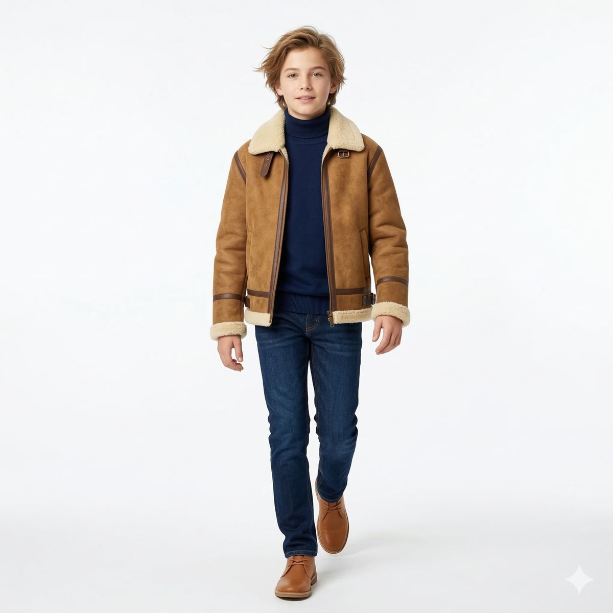 KIBOU - Chaqueta Niño Tipo Aviador Vintage Invierno