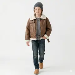 KIBOU - Chaqueta Niño Tipo Aviador Vintage Invierno