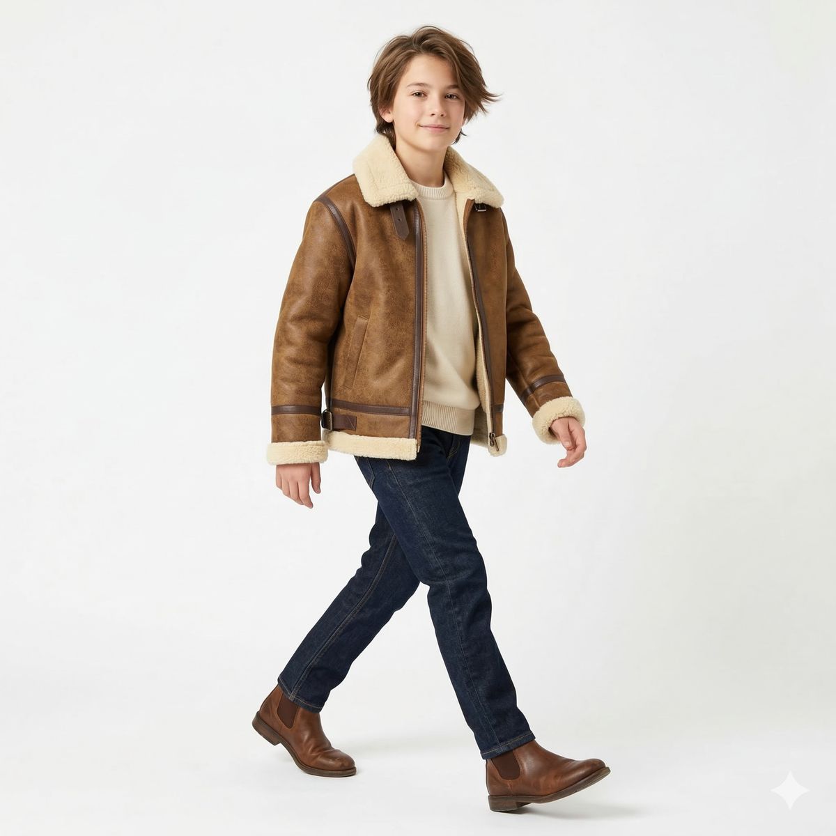 KIBOU - Chaqueta Niño Tipo Aviador Vintage Invierno