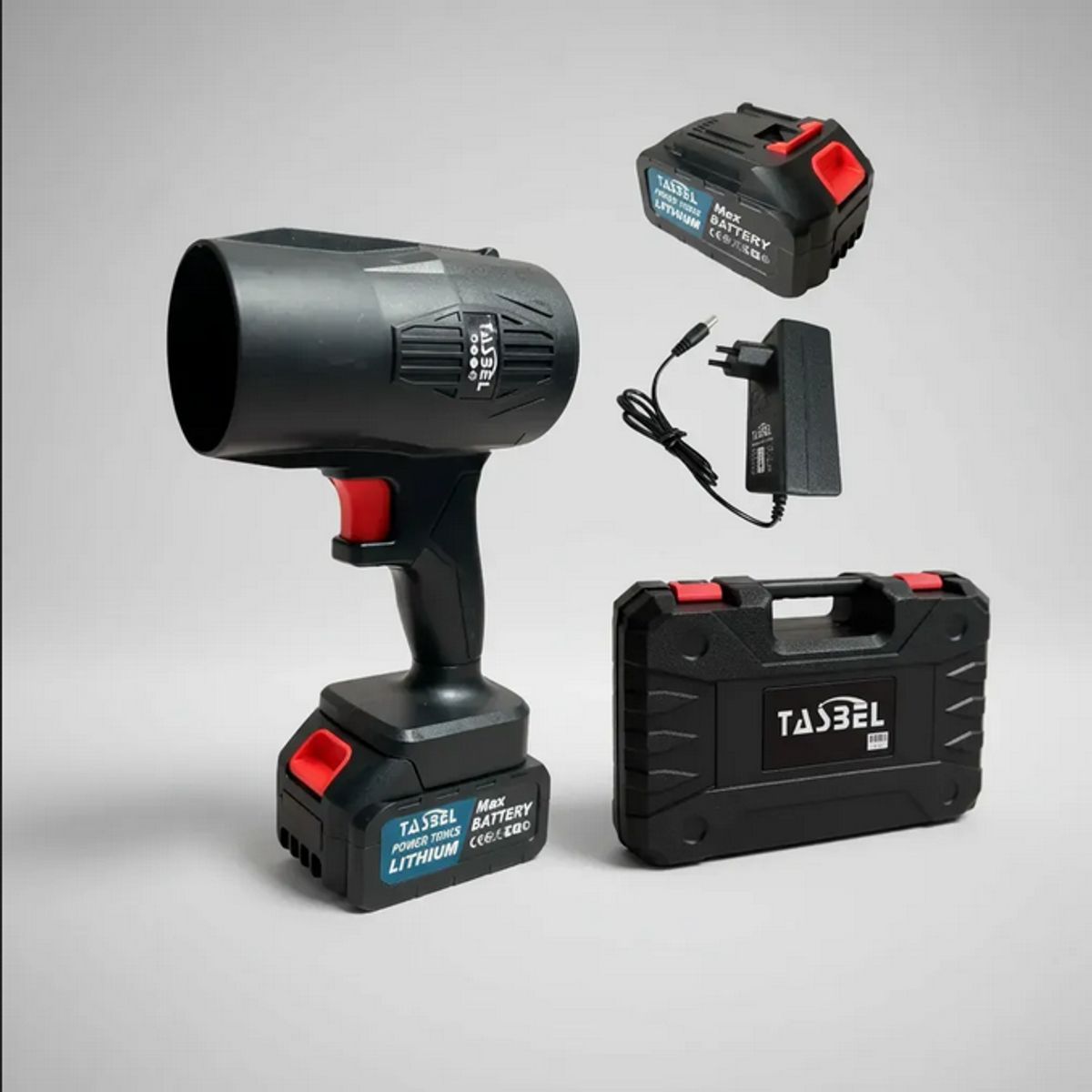 GENERICO - Soplador De Hojas Inalámbrico Tasbel + 2 Baterías + Maletin Negro