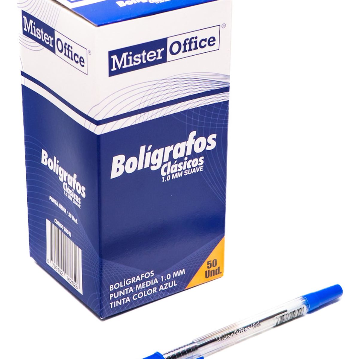 GENERICO - Caja 50 Lápiz Pasta Color Negro Mister Office Punta Media