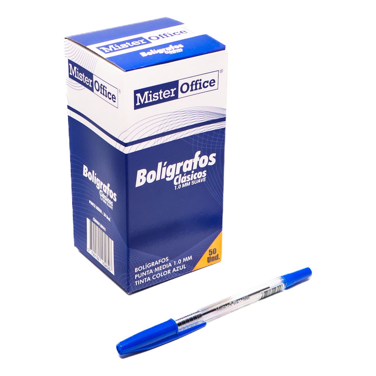 GENERICO - Caja 50 Lápiz Pasta Color Negro Mister Office Punta Media