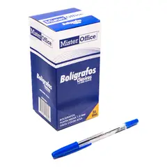GENERICO - Lápiz Pasta Mister Office Azul Punta Media 50 Unidades