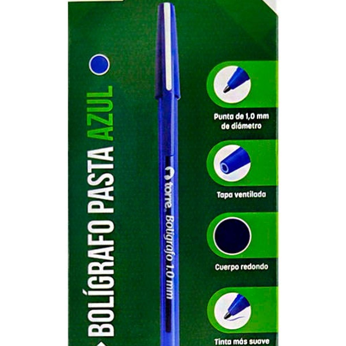 GENERICO - 12 Lápiz Pasta Torre Punta Media 1.0mm Tinta Negro