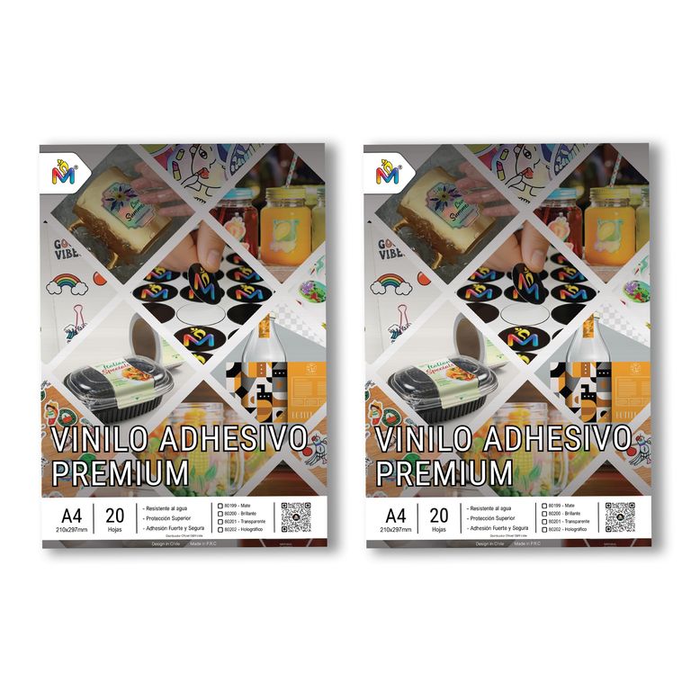 Pack x2 Papel Adhesivo Transparente Mate A4 - 40 Hojas 80um