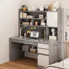 UENMI - Escritorio De Oficina Con Estante Con Dos Cajones Gris