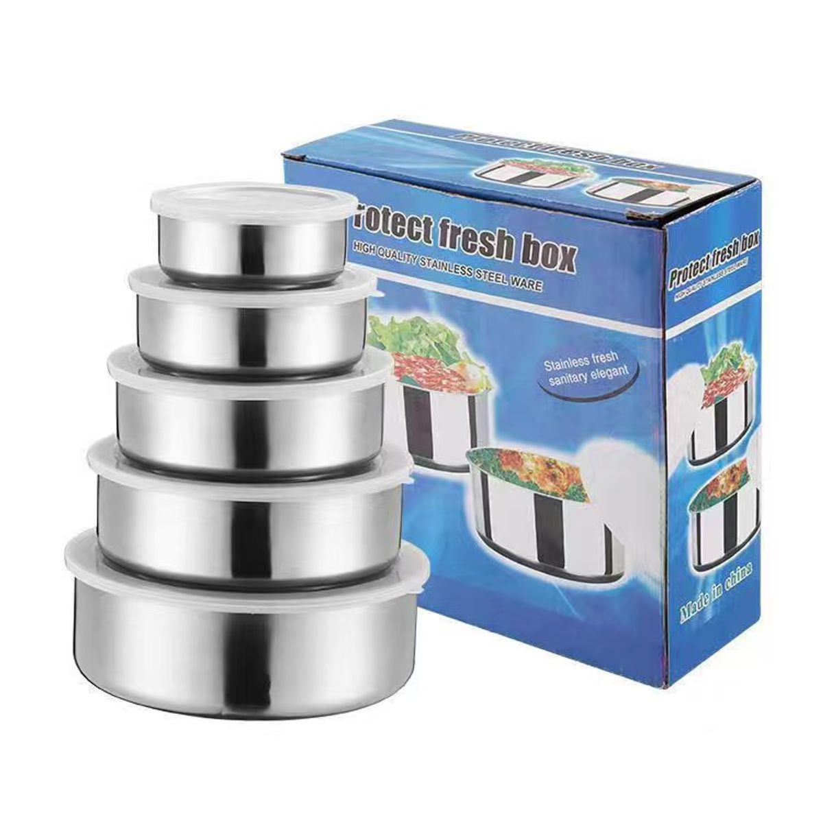 GENERICO - Set 5 Contenedor Tupper Tapper Bowl De Acero Inoxidable Plateado