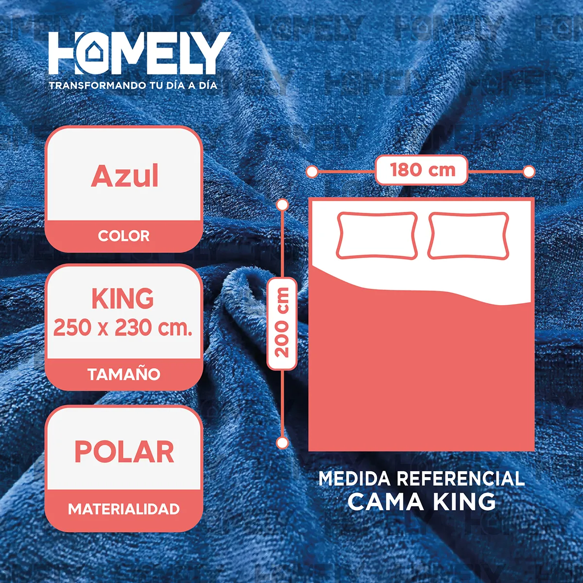 HOMELY - Frazada Polar Termica King Homely 300GSM Manta 250x230cm.
