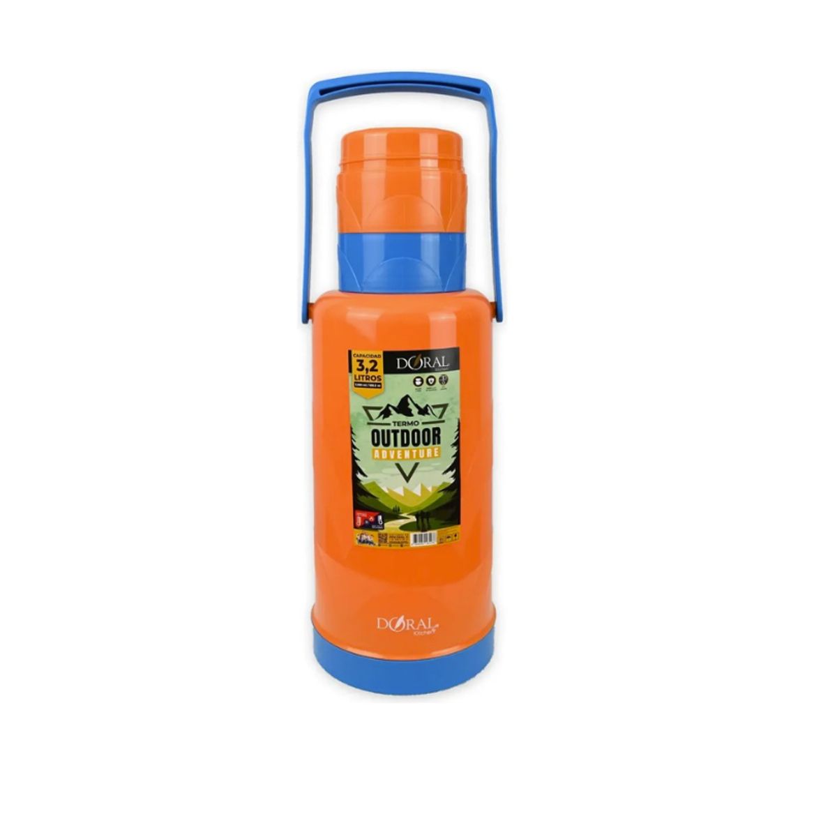 DORAL - TERMO OUTDOOR CON MANILLA Y TAZA 3.2L NARANJA
