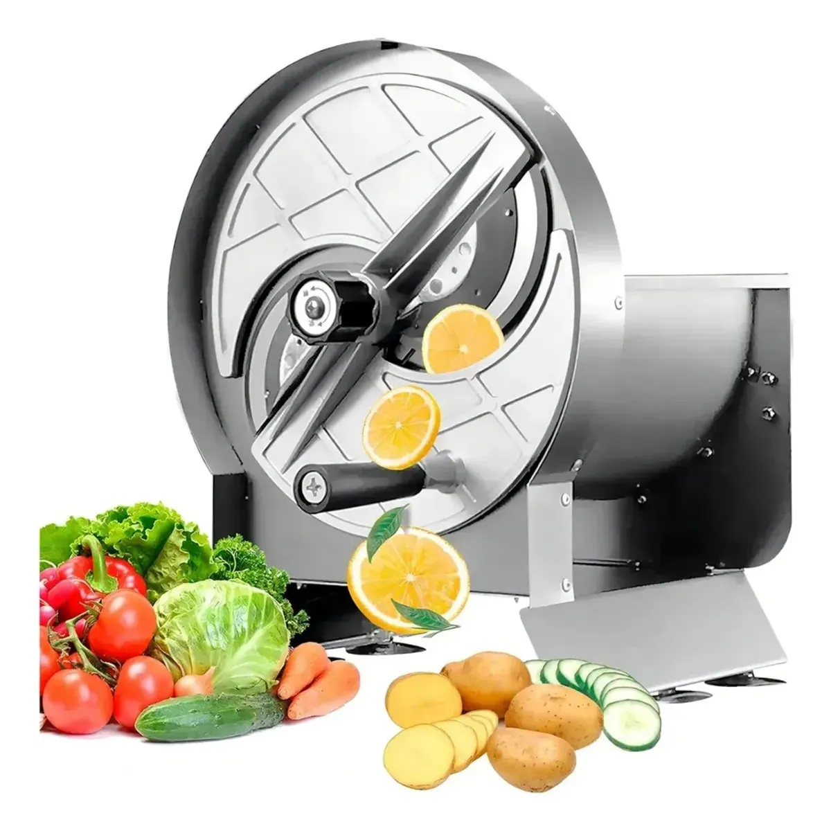 RIOVEO - Cortadora Frutas Verduras Comercial 0-12mm Plateado