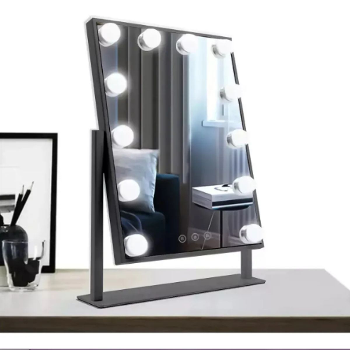 GENERICO - Espejo Maquillaje Tocador Profesional Led 12 Luces Usb 360°