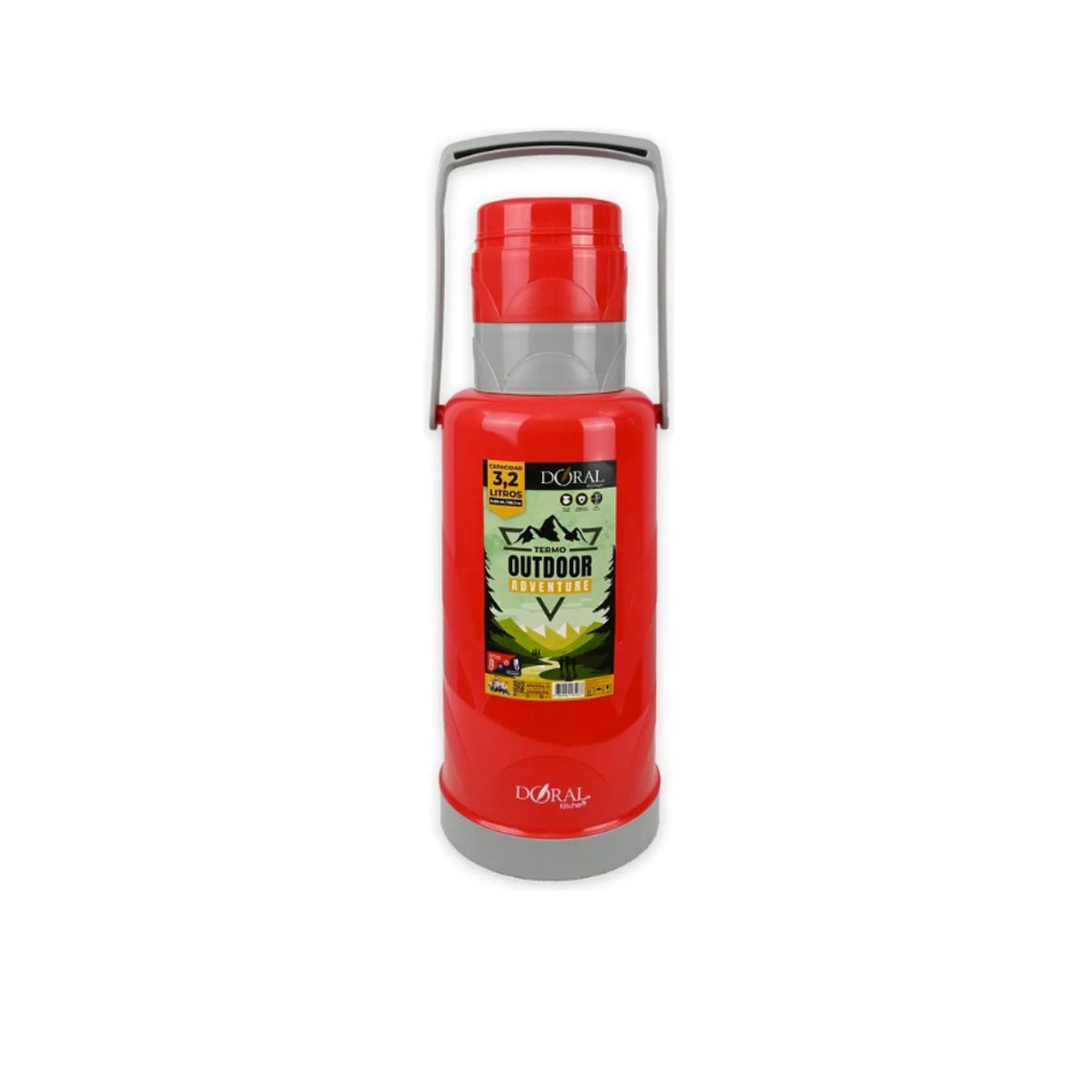 DORAL - TERMO OUTDOOR CON MANILLA Y TAZA 3.2L ROJO