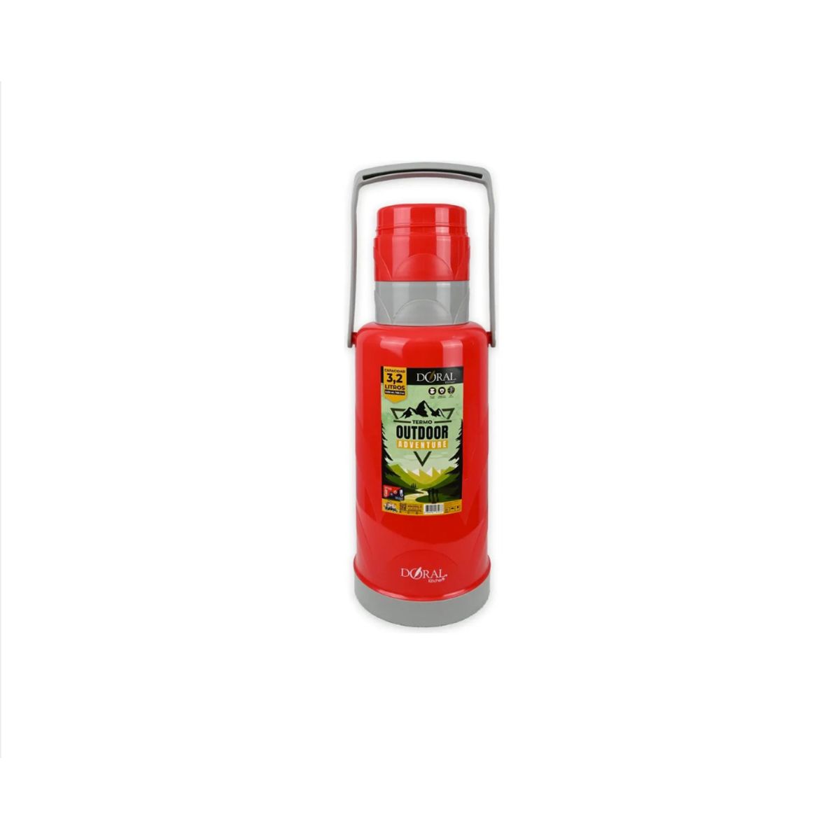 DORAL - TERMO OUTDOOR CON MANILLA Y TAZA 3.2L ROJO