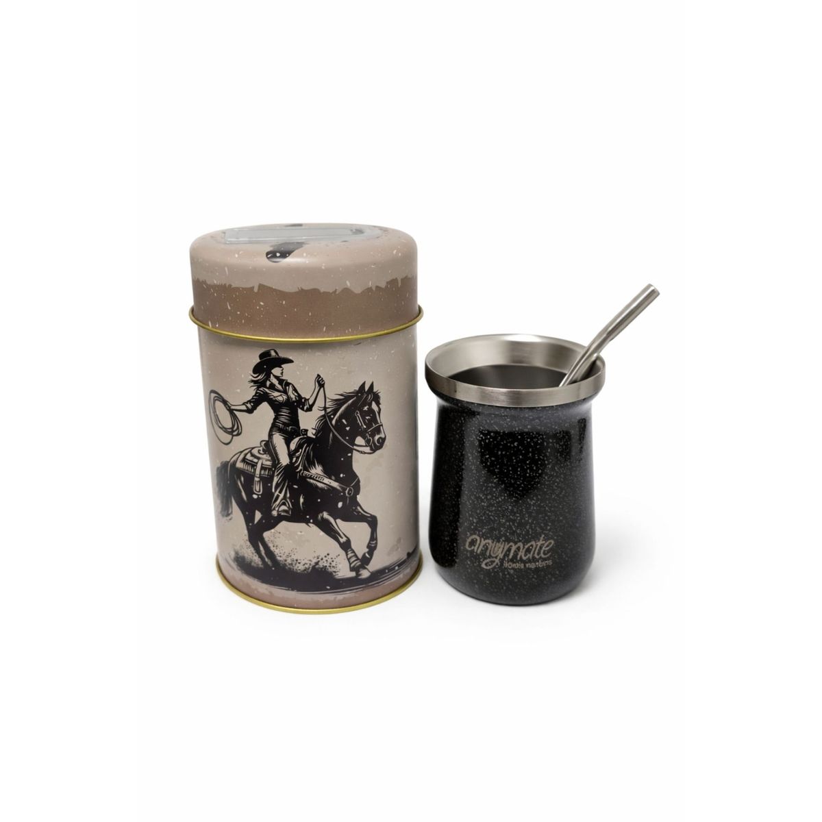 GENERICO - Pack Matero Country Premium Mate + Bombilla + Dispensador Anymate