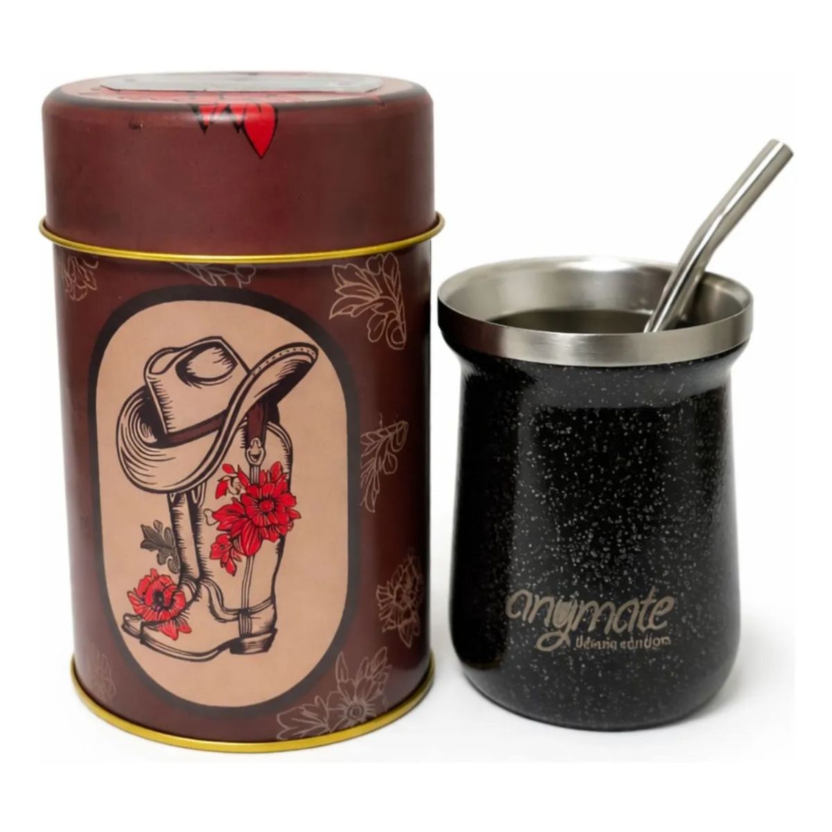 GENERICO - Pack Matero Country Premium Mate + Bombilla + Dispensador Anymate