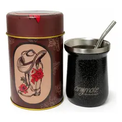 GENERICO - Pack Matero Country Premium Mate + Bombilla + Dispensador Anymate