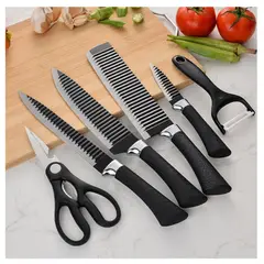 GENERICO - Set de Cuchillos de Cocina Profesionales de 6 Piezas - Hojas de Acero Inoxidable