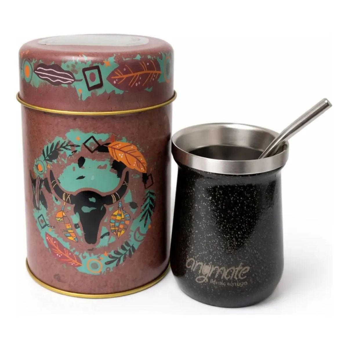 GENERICO - Pack Matero Country Premium Mate + Bombilla + Dispensador Anymate