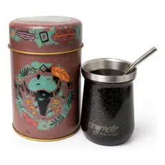 GENERICO - Pack Matero Country Premium Mate + Bombilla + Dispensador Anymate