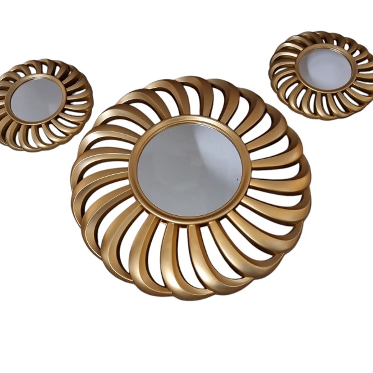 GENERICO - Set de Espejos Decorativos Forma Floral  Color Dorado 3 Piezas