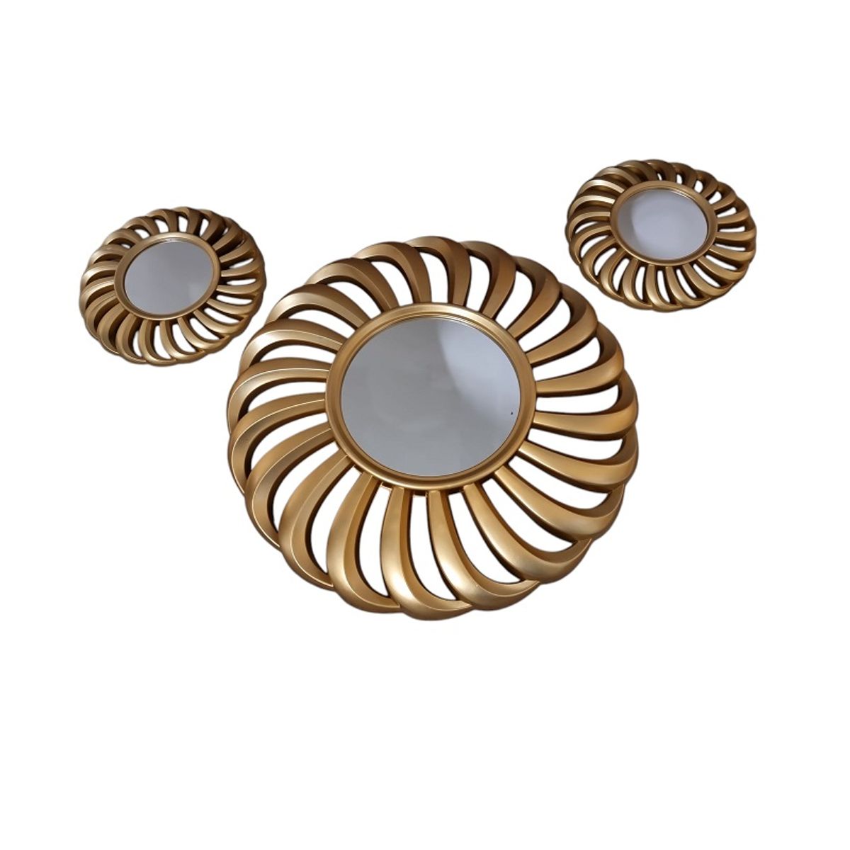 GENERICO - Set de Espejos Decorativos Forma Floral  Color Dorado 3 Piezas