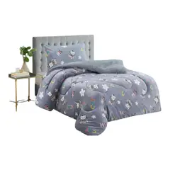 GENERICO - Cubrecama Plush Con Chiporro De Invierno 1.5 Plaza Infantil Diseño Gatos Animados