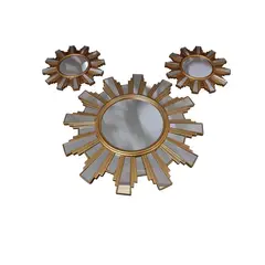 GENERICO - Set de Espejos Decorativos forma de Rayos de Sol Color Dorado 3 Piezas