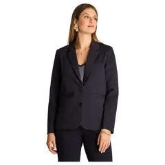 LORENZO DI PONTTI - Blazer Azul Básico Punto Roma con Dos Bolsillos