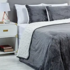 ZAHR - Cubrecama Flannel Sherpa Solid 2 Plazas