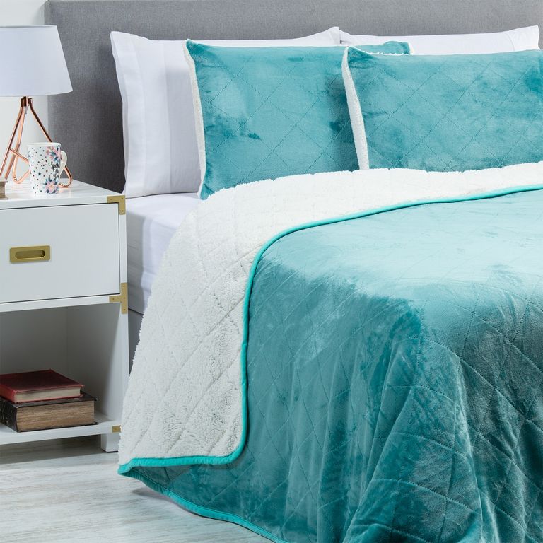 Cubrecama Flannel Sherpa Solid 2 Plazas