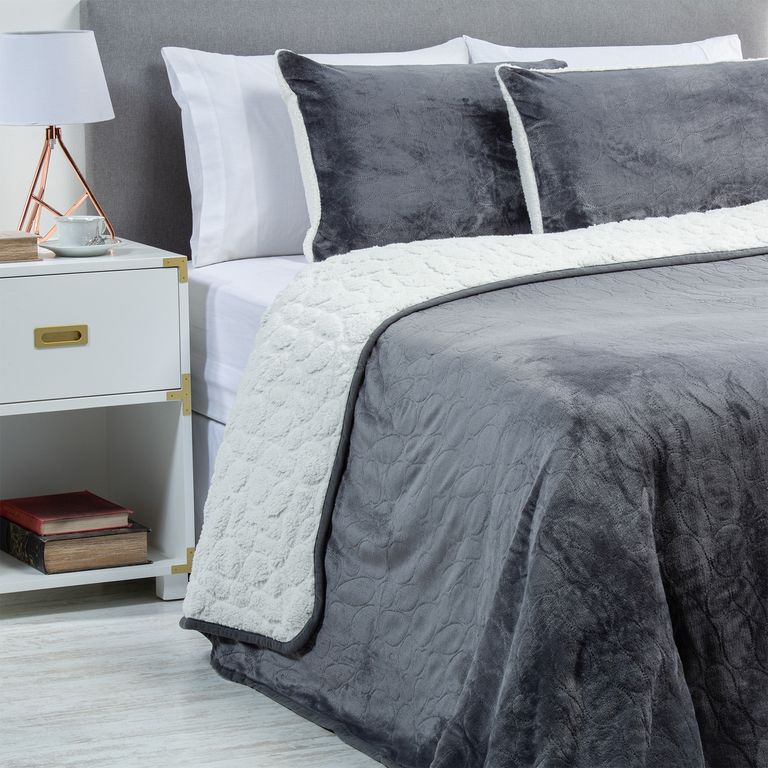 Cubrecama Flannel Sherpa Solid 2 Plazas