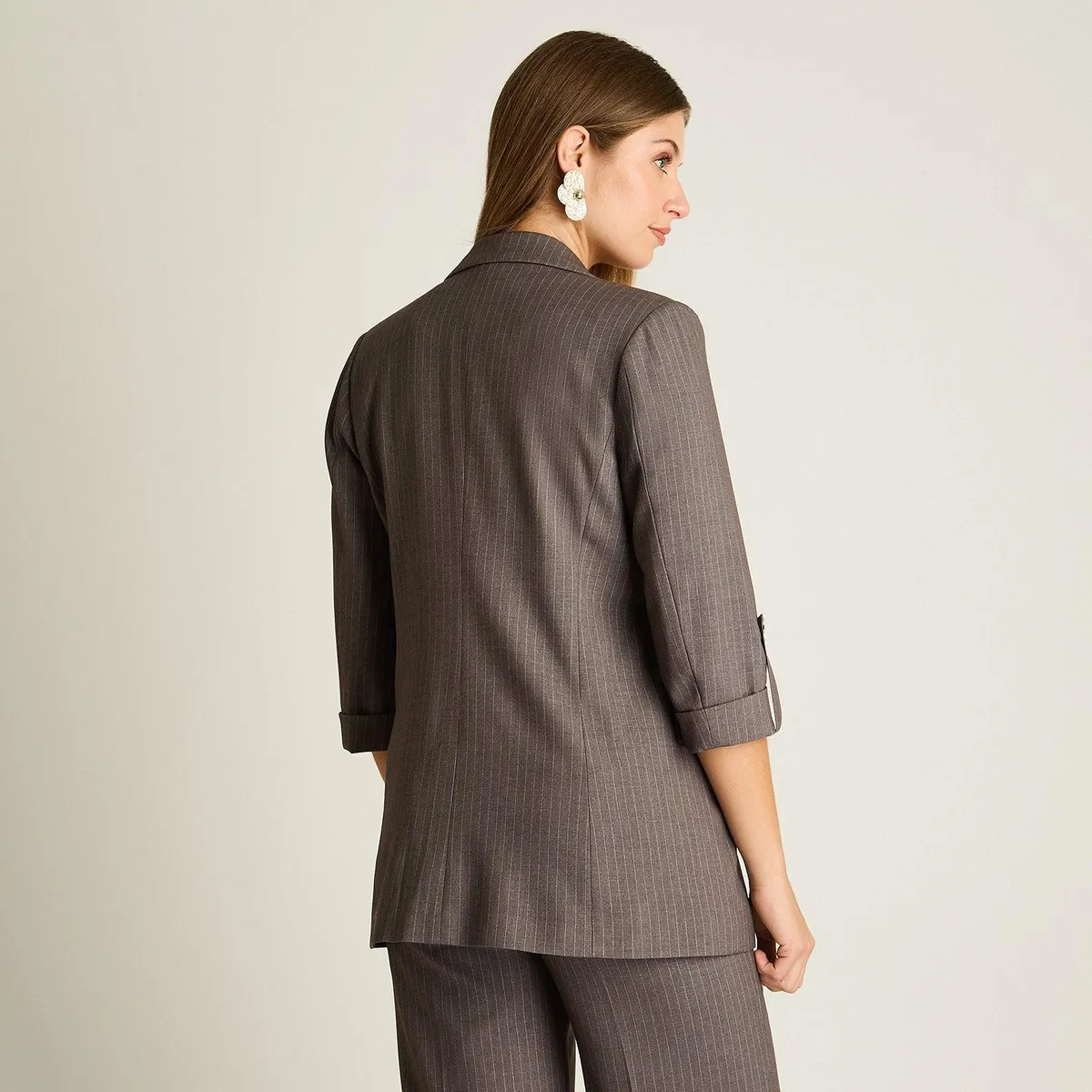 LORENZO DI PONTTI - Blazer Gris Manga 3/4 con Bolsillos y Solapa