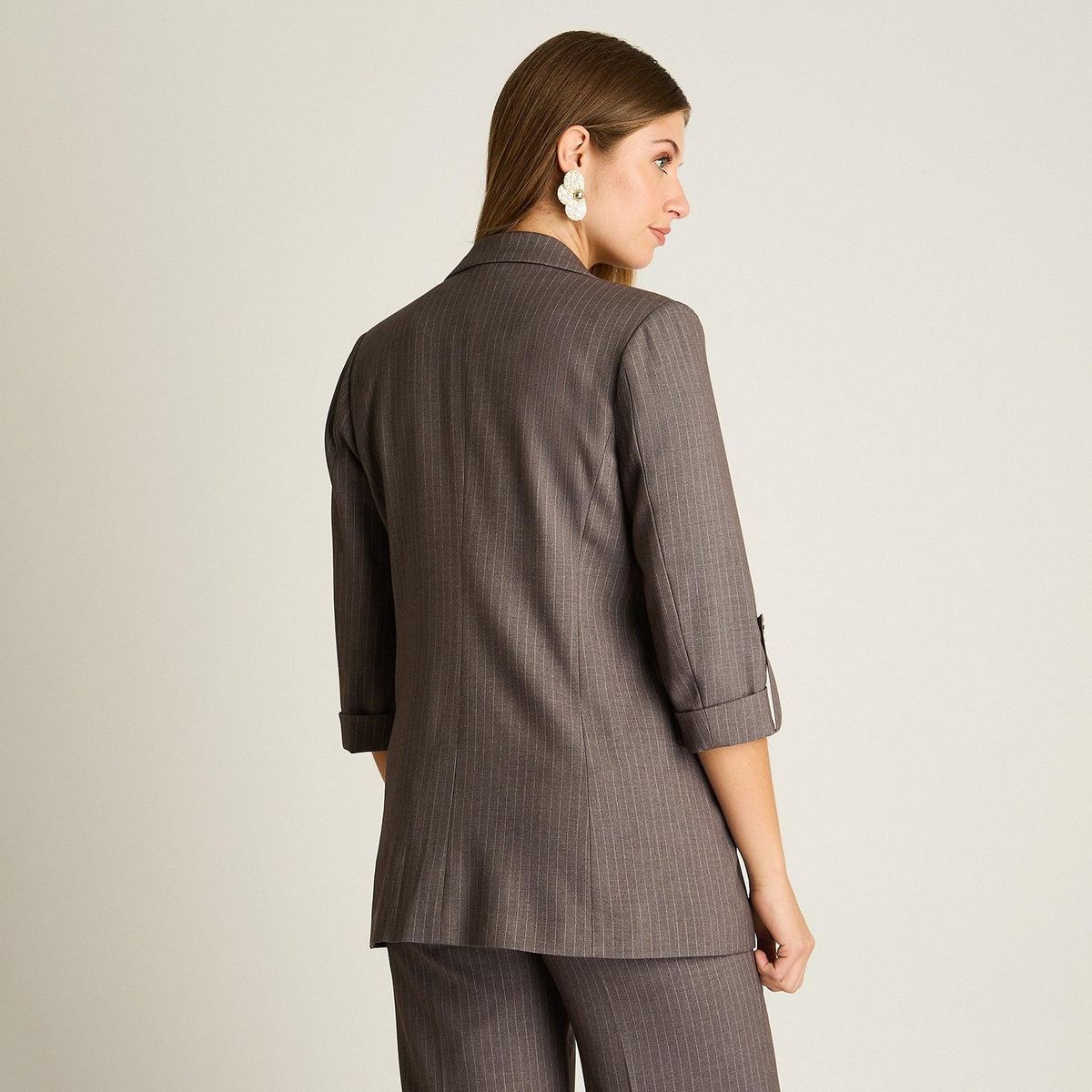 LORENZO DI PONTTI - Blazer Gris Manga 3/4 con Bolsillos y Solapa